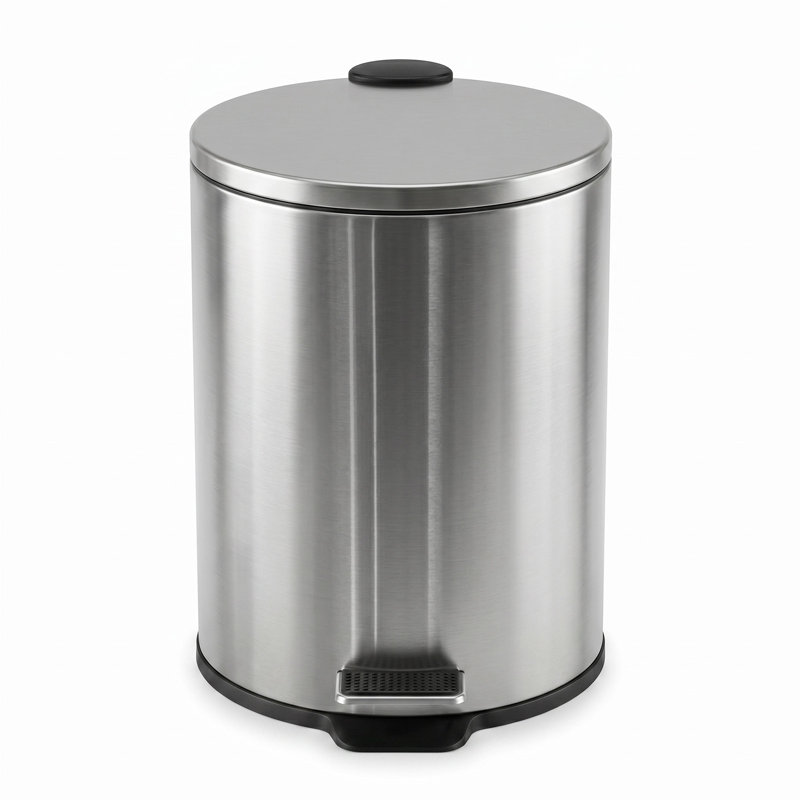 Poubelle ronde de 5 L à fermeture en douceur pour cuisine et salle de bain – Petite poubelle avec couvercle silencieux, acier inoxydable