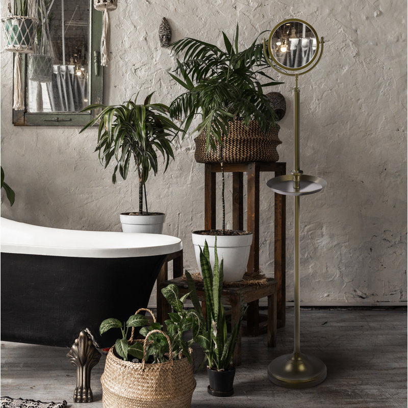 Miroir de plancher, Laiton antique, 2X