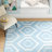 Dhurries Hand Woven Flat Weave Wool/Cotton Geometric Rug in Ivory/Blue-1436808044