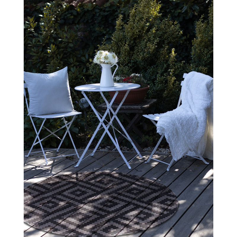 Outdoor Rug AJMER Black, Round 120 cm