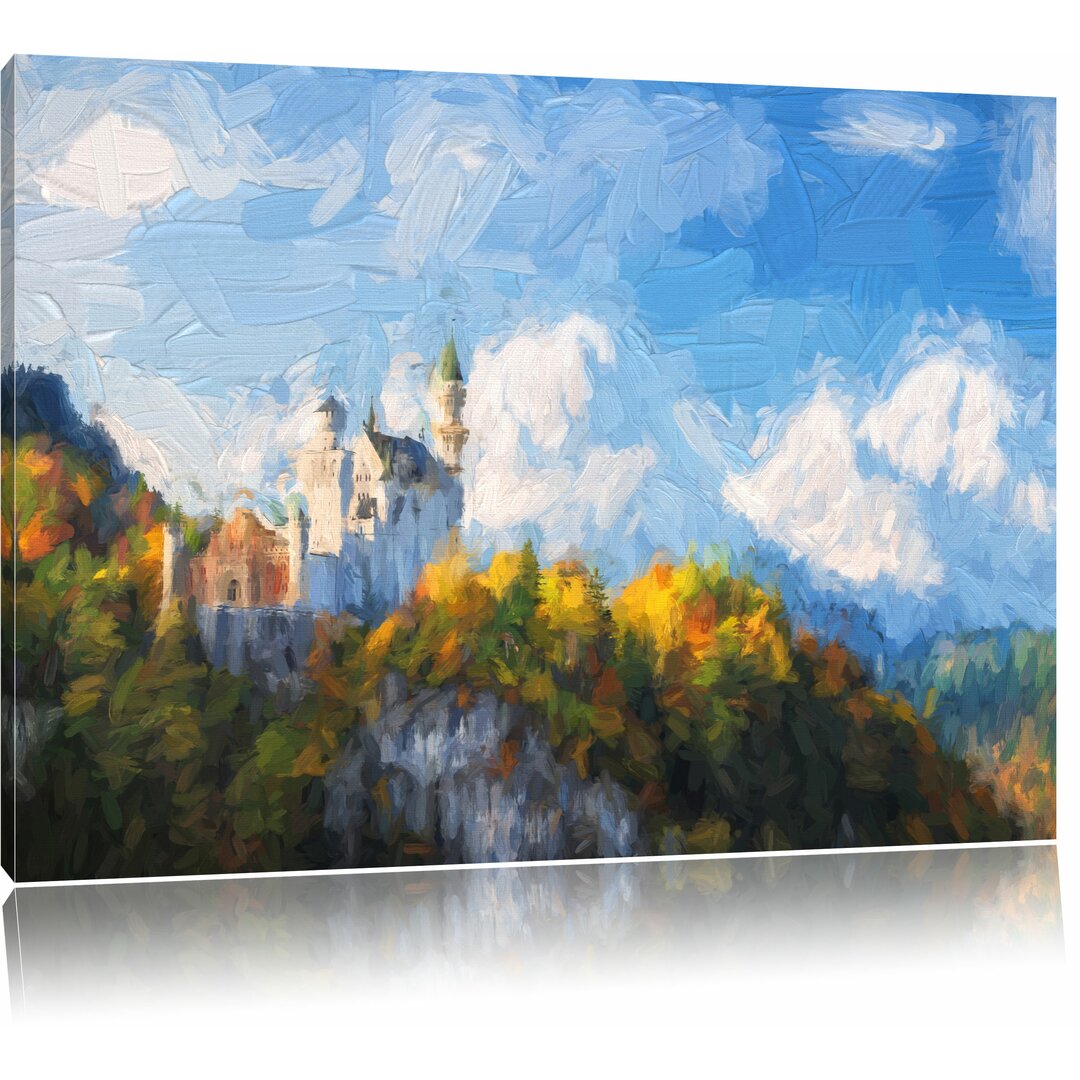 Leinwandbild "Schloß Neuschwanstein im Herbst", Grafikdruck