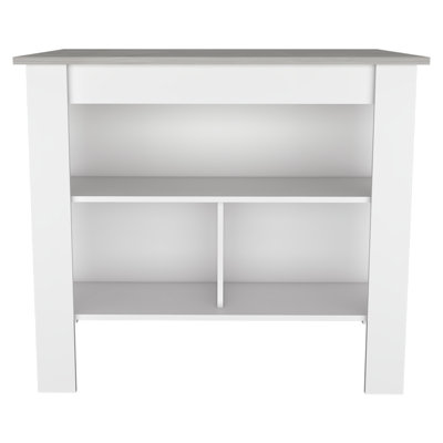 Cala Kitchen Island, Four Legs, Three Shelves -White