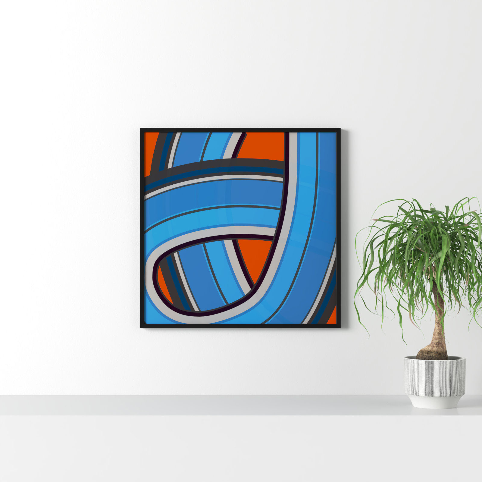 Twist Series I "Twisted River" Print, Black, 30" H x 30" W x 1.25" D
