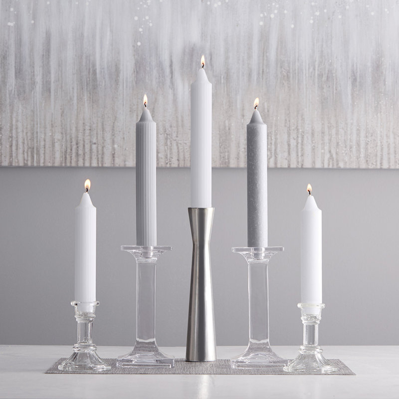 Timberline Collenette Dinner Candle Taper, 9" H x 1.25" W x 1.25" D, Platinum