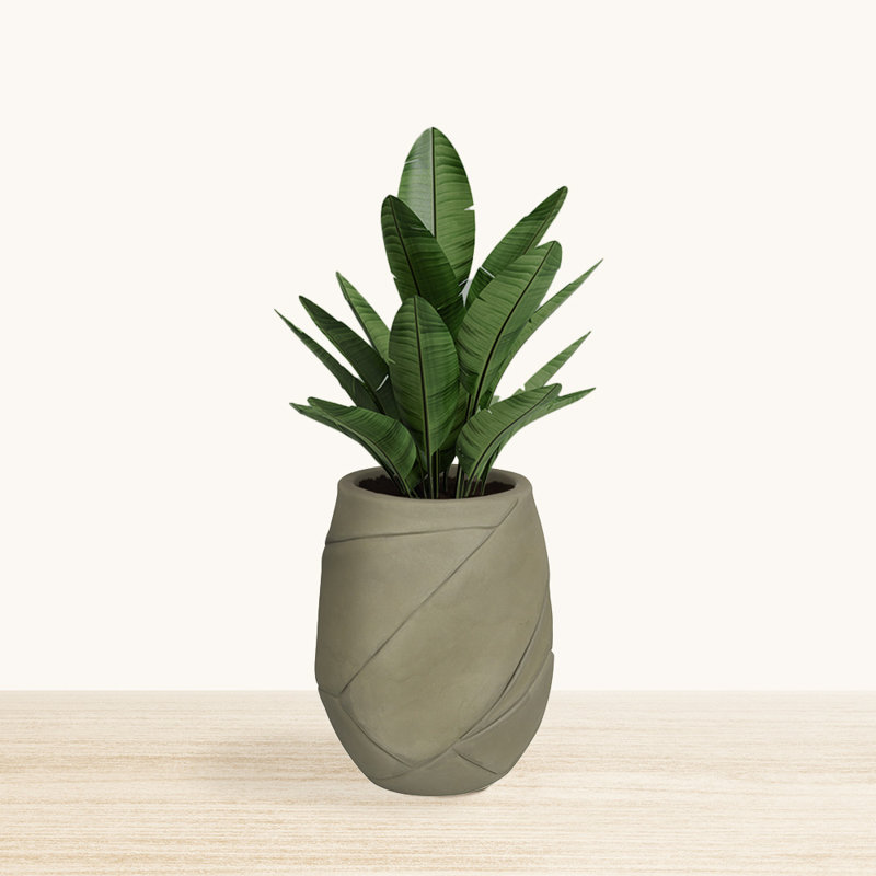 Dellah ECOBO Eco-Friendly Round Pot Planter, Guarani Indoor/Outdoor Four Season Use, Beige, 22" H x 17.7" W x 17.7" D