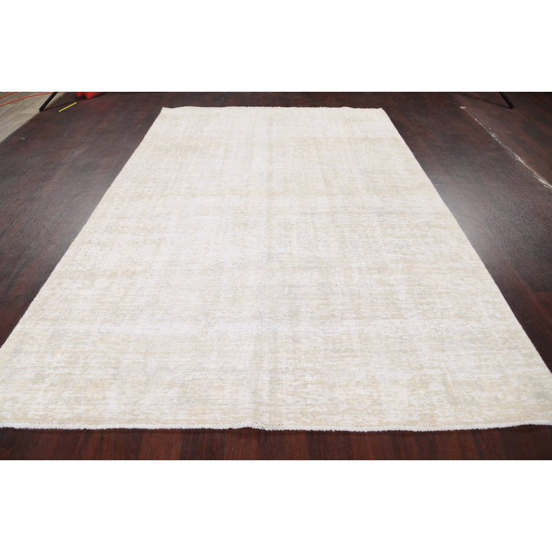 One-of-a-Kind 6'3" X 9'3" 1950s Wool Area Rug in Ivory