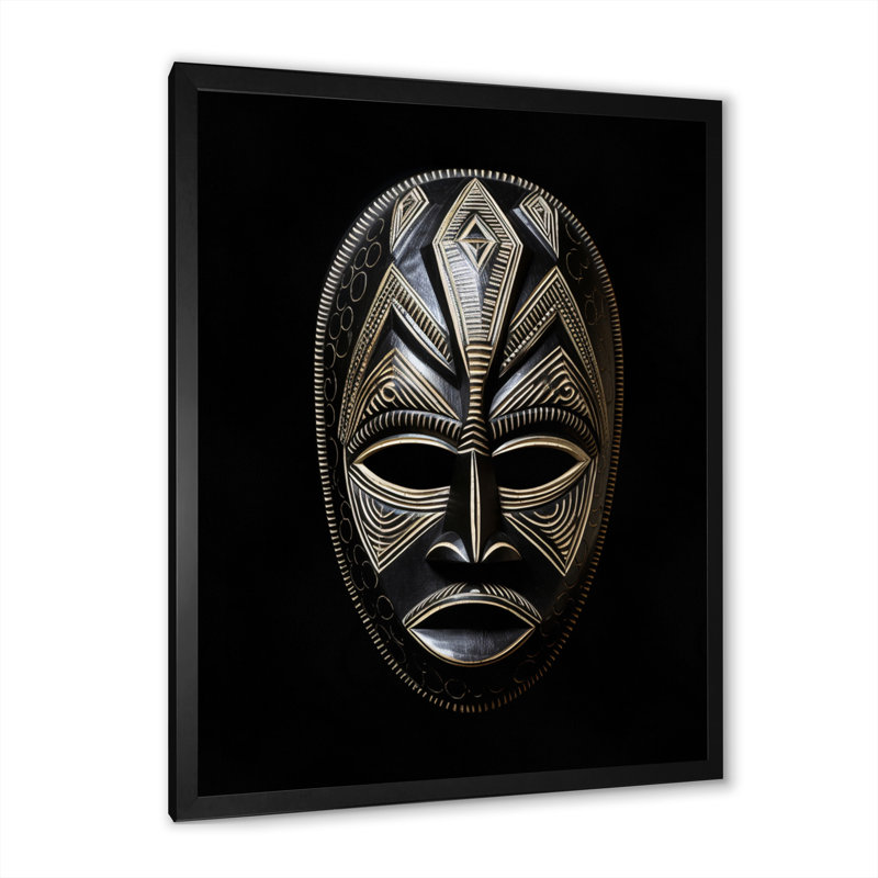 Masque africain traditionnel sur toile Ethnical Traditional, H 20 po x l 12 po x P 1 po, Cadre photo noir