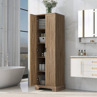 Storage Cabinet With Two Doors For Bathroom, Office, Adjustable Shelf, MDF Board