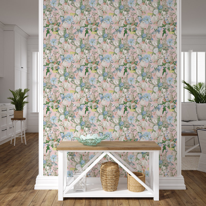 Yuki Osada Floral Wallpaper Double Roll, Blues/Pink