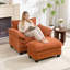 Chaise d'appoint moderne surdimensionnée en chenille avec repose-pieds, ensemble de canapé simple à assise profonde 2 pièces et chaise longue-128983667