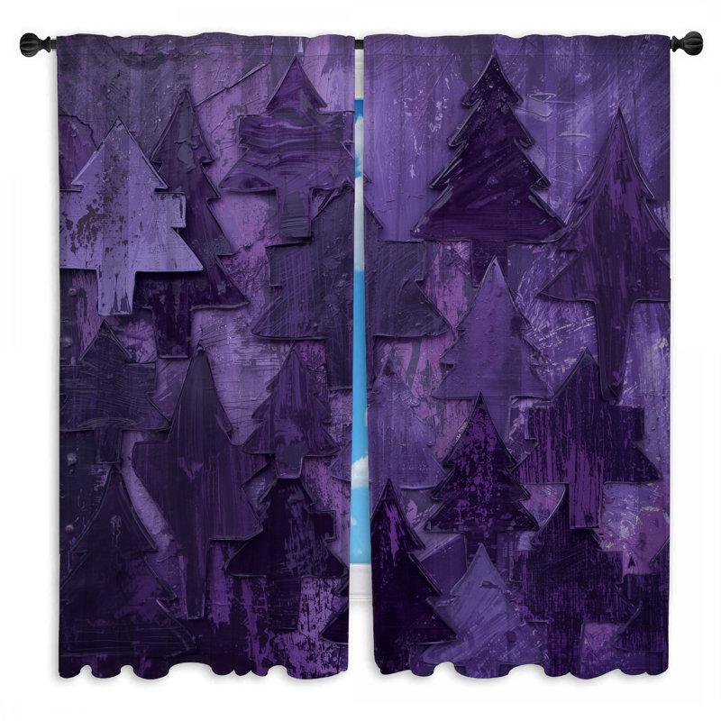 Rideaux de fenêtre mauve à motif de pin mauve texturé et obscurcissant - 2 panneaux, 20 po x 80 po - 2 panneaux