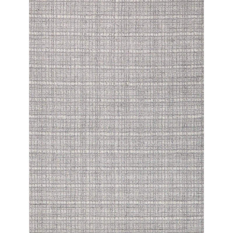Gray and Ivory Hand-Knotted Wool Rectangular Rug