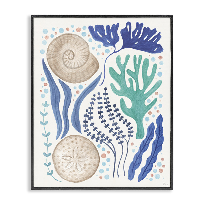  Giclée de vie marine éparpillée par Véronique Charron, H 14 po x l 11 po, Giclée encadrée noir minuit