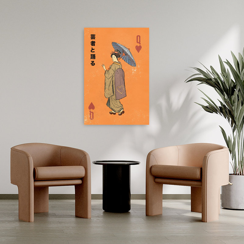 Kimono, reine des cœurs, art mural classique élégant et serein, 36" H x 24" W