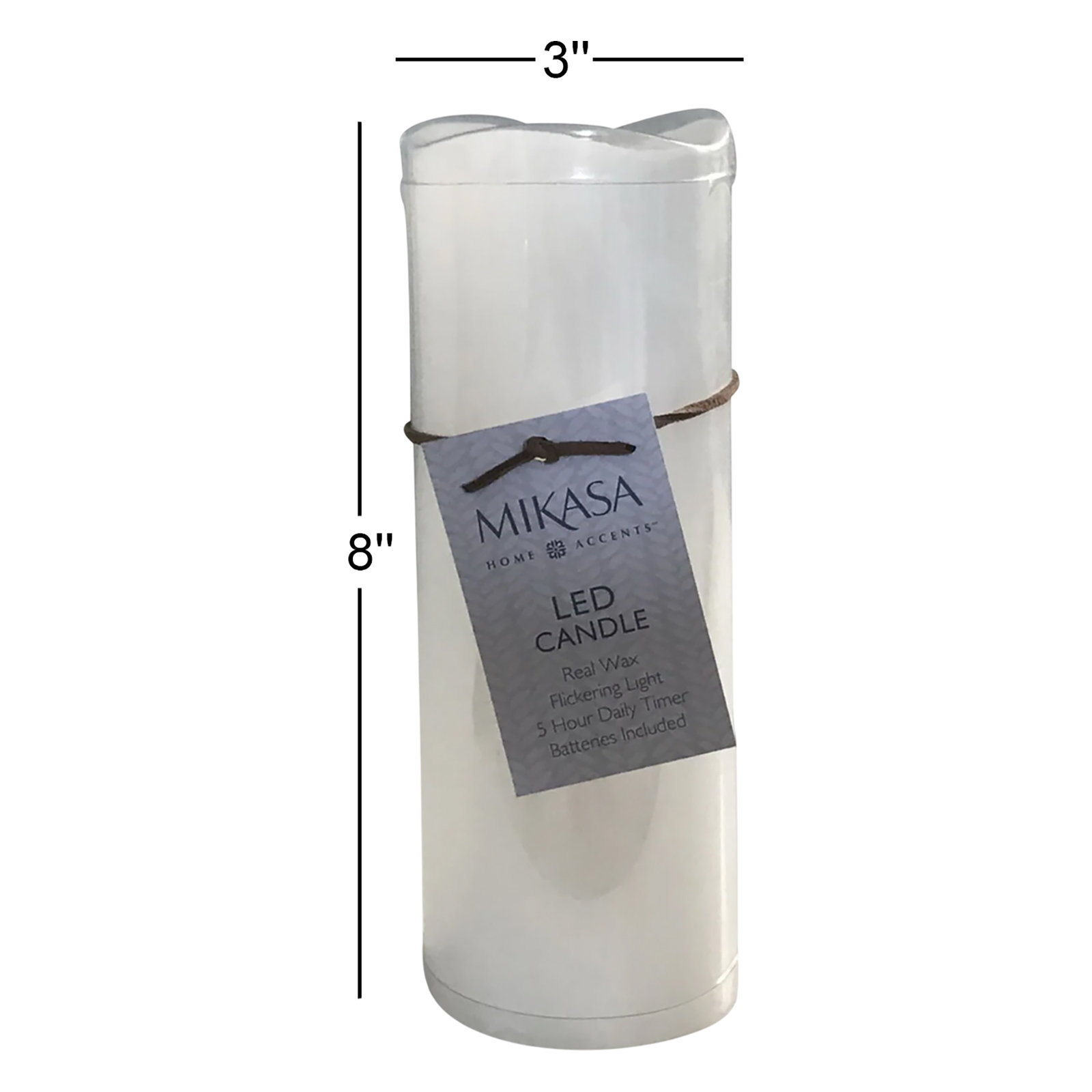 Wavy Top LED Flameless Pillar Candle, 8"L x 3"W