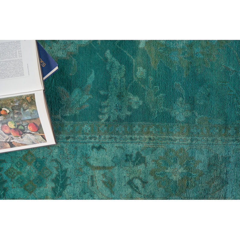Overdye Antique Weave hand-knotted New Zealand Wool Green Area Rug