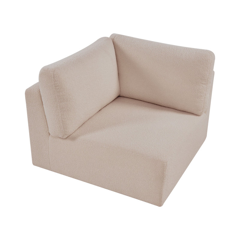 Blerata 1 Seater Seating Component, Left Hand Facing, Beige Boucle
