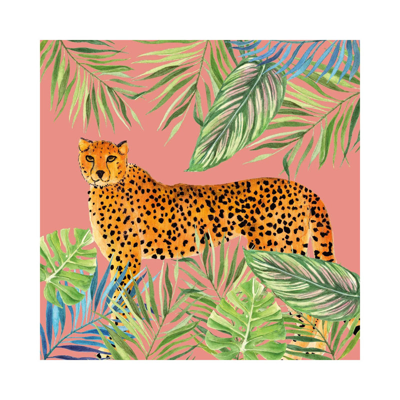«Tropical Cat II», reproduction d'art murale encadrée, Toile tendue, Ne s’applique pas, H 12 po x l 12 po