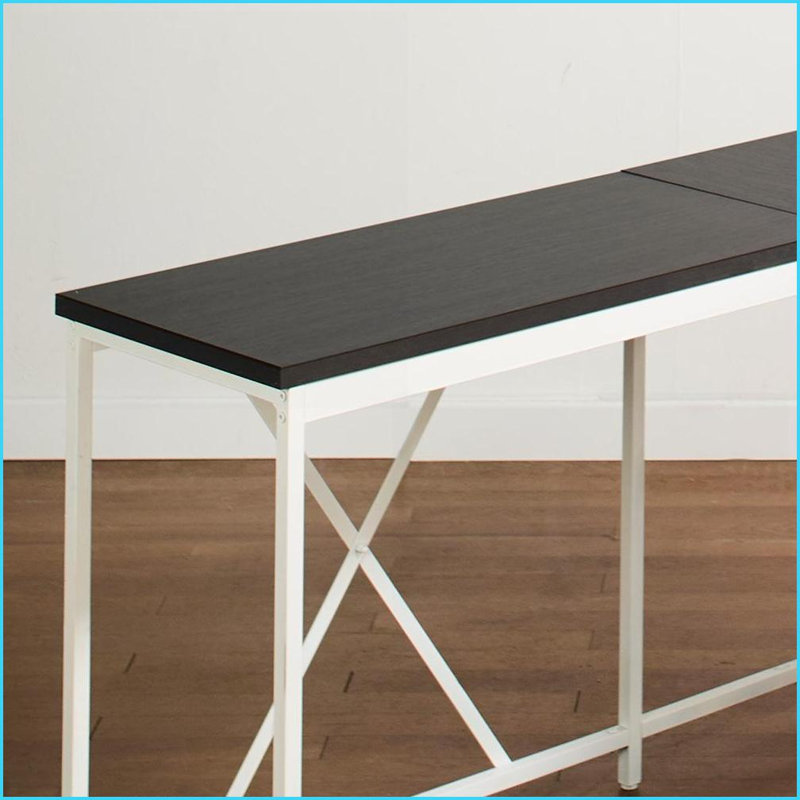 Bureau en coin, Olympus Wood & amp; Métal industriel moderne en gris foncé Ivoire | Bois massif | Ivoire
