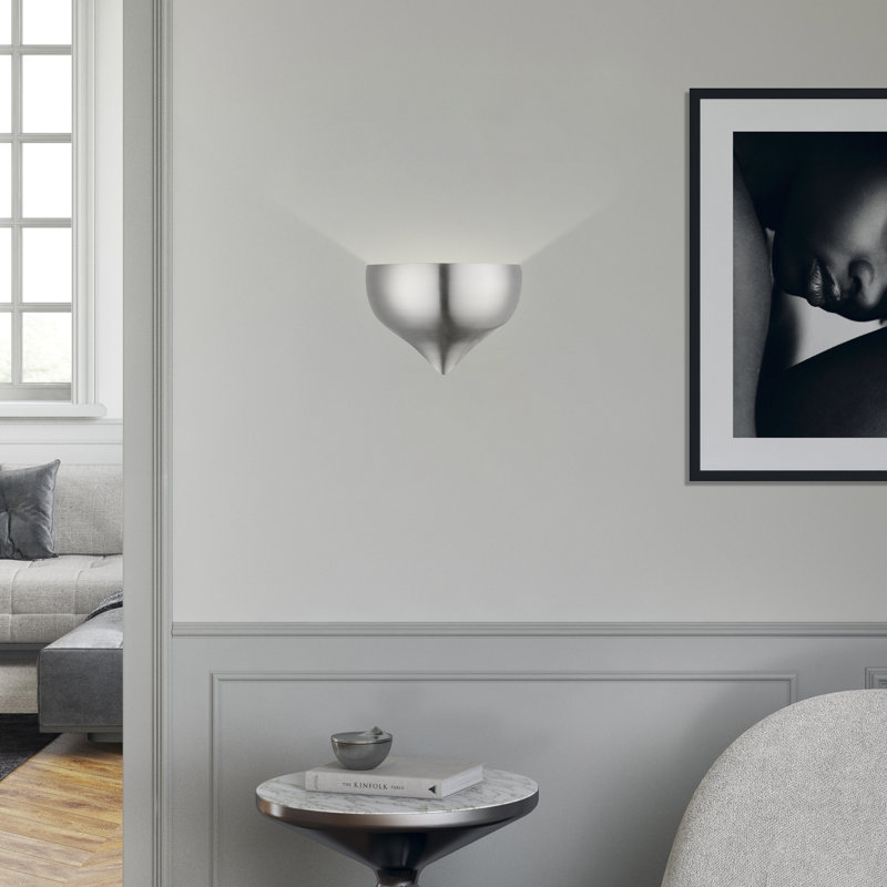 Applique murale noire brillante 1 lumière, Nickel brossé