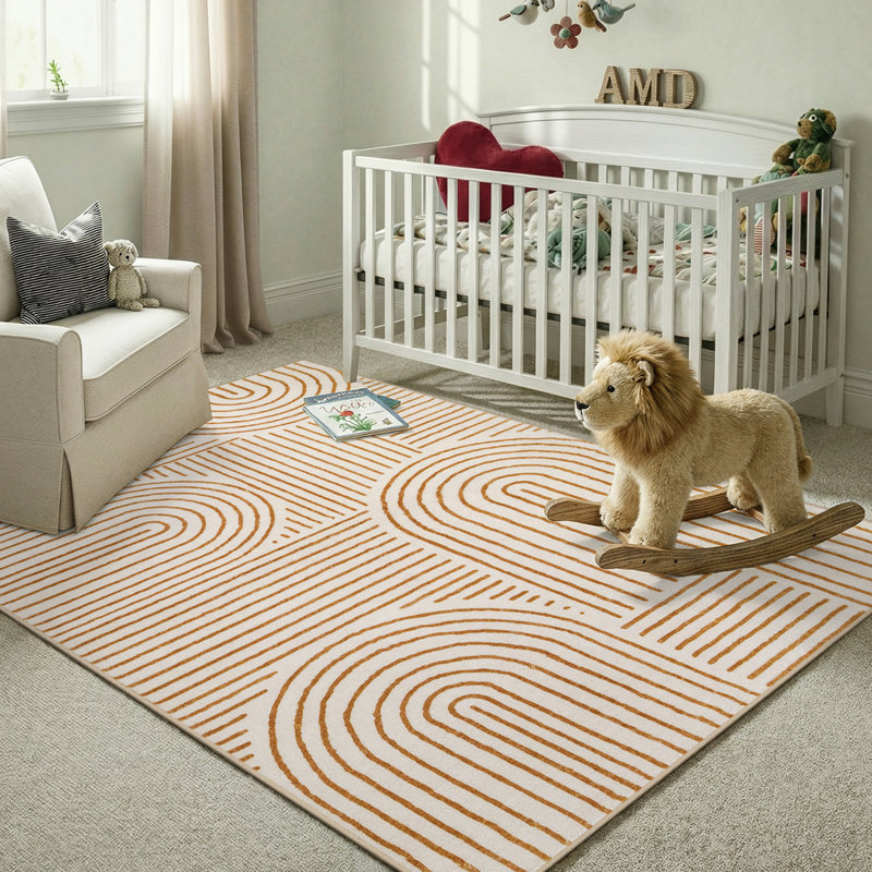 Celeta Abstract Rainbow Striped Area Rug - Colorful Modern Carpet for Living Room, Bedroom, or Office Decor