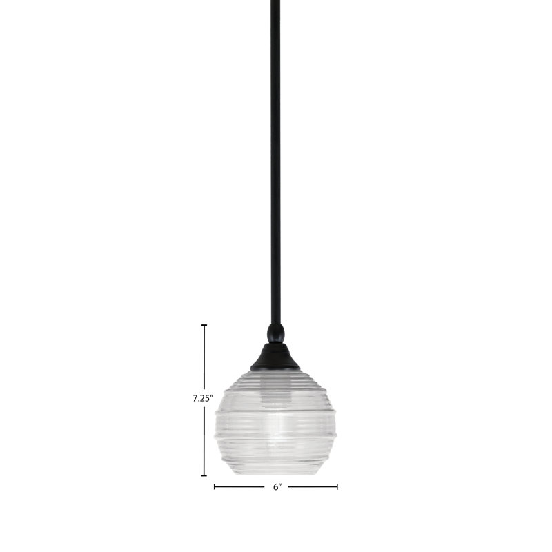 Stem Hung Mini Pendant With 6" Glass, Clear