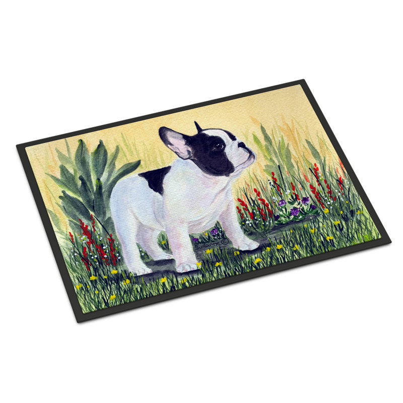 Paillasson d’intérieur anti-dérapant Tacna Français Bulldog, Rectangle 1 pi 6 po x 2 pi 3 po