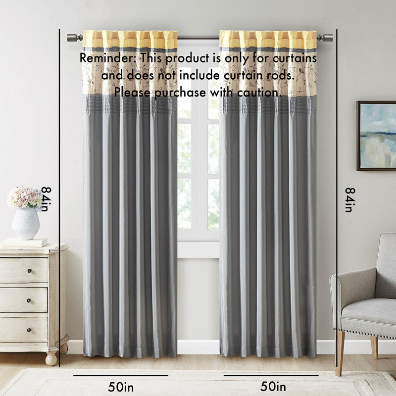Embroidered Curtain Panel, Yellow
