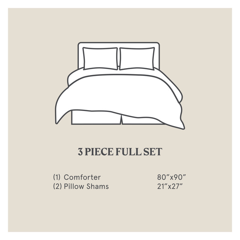 Full Gray Cotton Comforter Set with Edge Embellishment