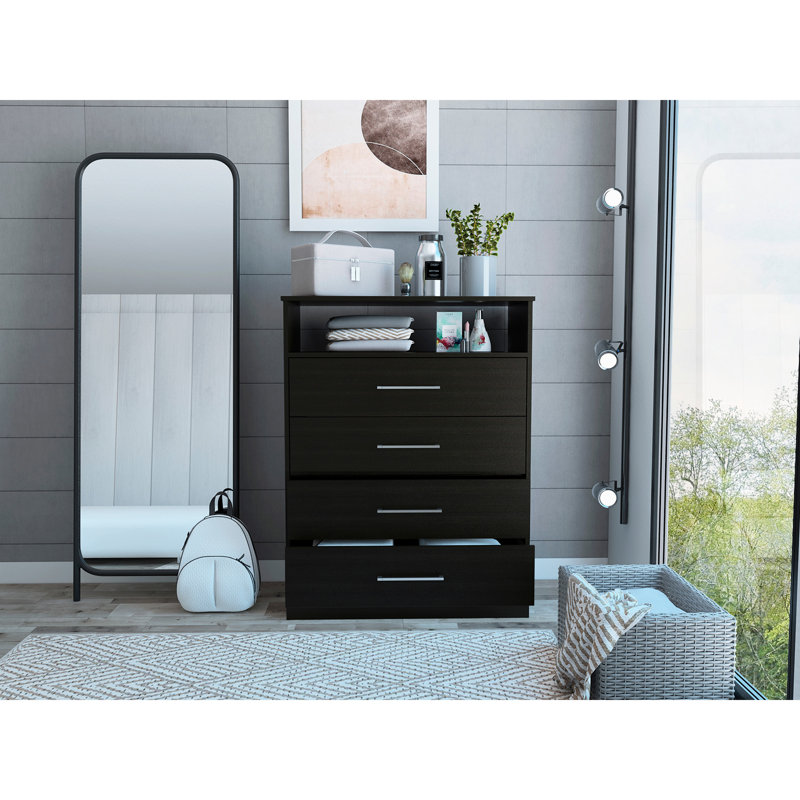 Commode Atlanta, chambre à coucher, noir, Noir