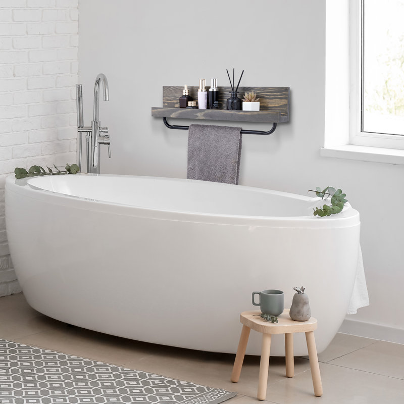 Bathroom Wall Mounted Towel Bar With Shelf
