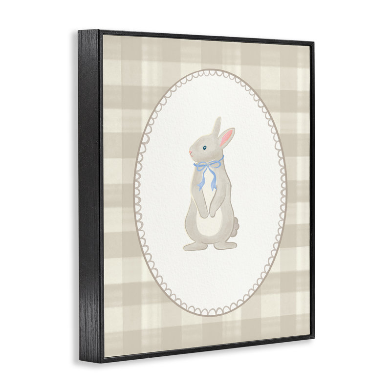 Lapin sur toile giclée, design par The Paper Curator, H 20 po x l 16 po, Giclée encadrée noir minuit