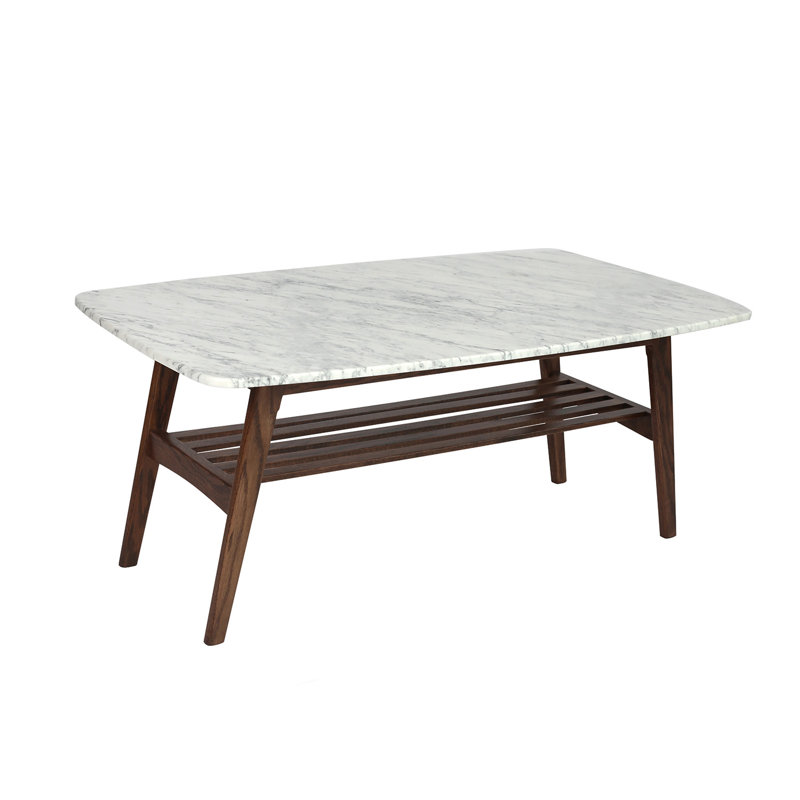 Roseleaf Marble Top Coffee Table, Walnut