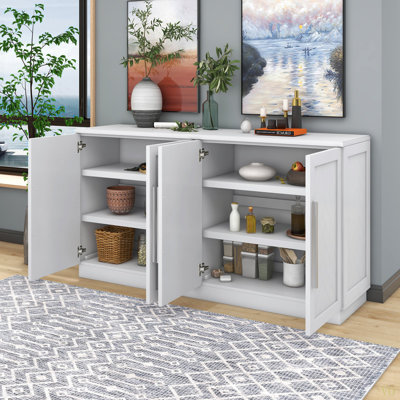 Buffet avec rangement, armoire avec tablettes et poignées réglables pour la cuisine, la salle à manger et le salon