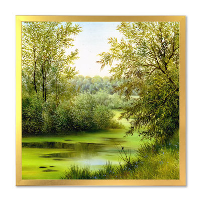 «Beautiful Summer River Through Trees Landscape», reproduction sur toile
