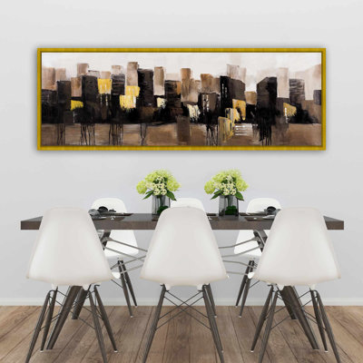 «Earthy Tones Abstract Cityscape», décor sur toile encadrée
