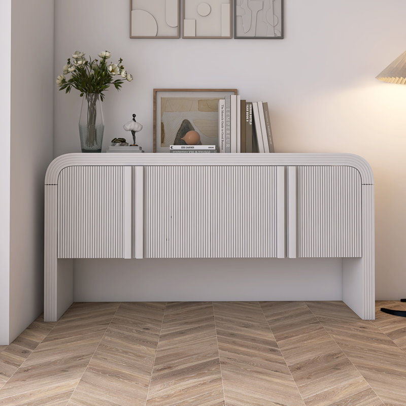 Armoire de rangement à rayures avec 4 portes, Blanc