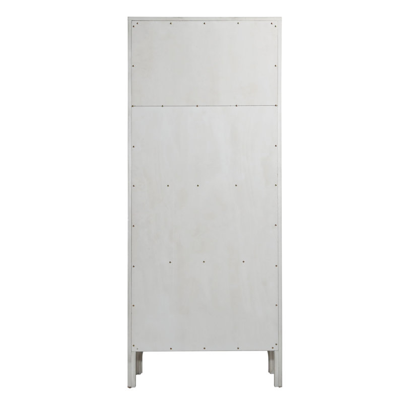 Maiya Light Gray Rubberwood Vertical Bookcase with Door