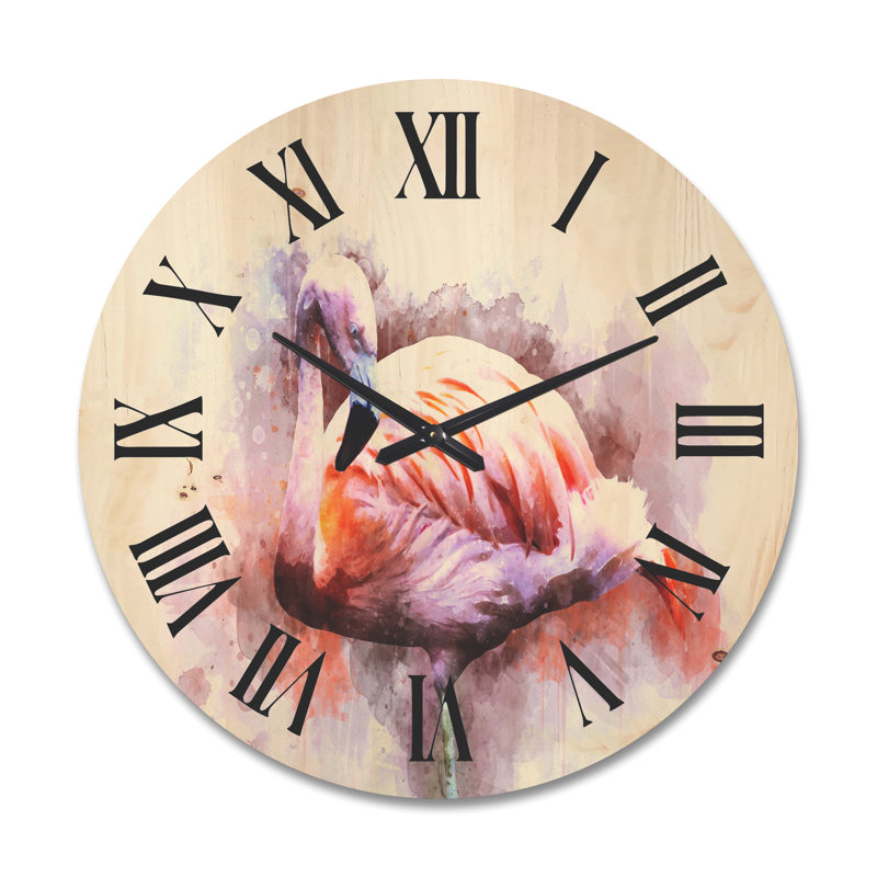 Portrait de l'horloge murale en bois Flamingo III, Grand