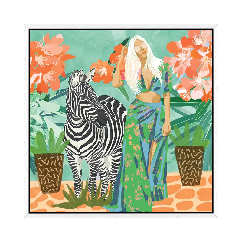 Never Change Your Stripes - Painting on Canvas, 45.72cm H x 45.72cm W x 3.81cm D, White Framed