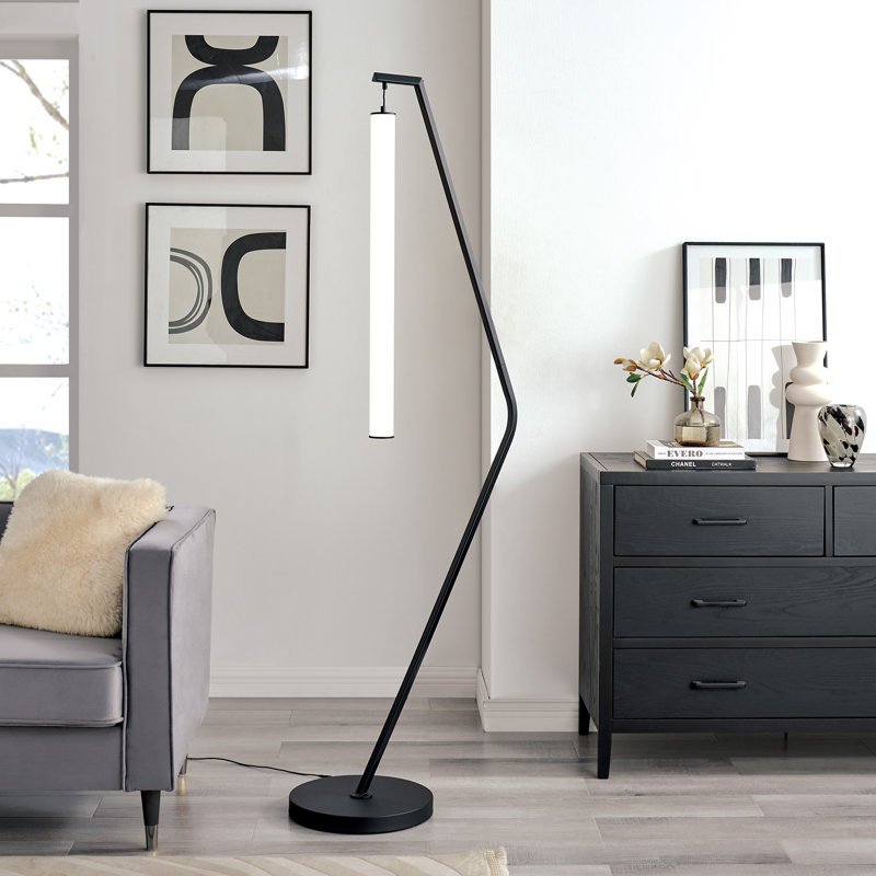 Lampe sur pied arquée à DEL 70 po Calon, Noir