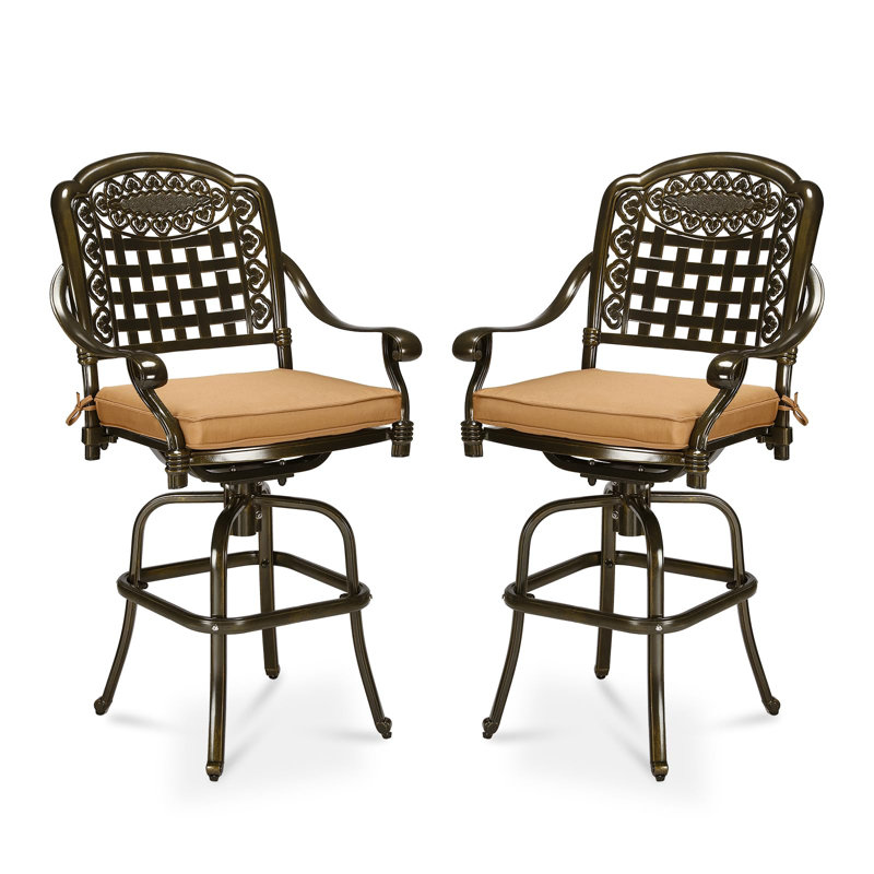 Tabouret de comptoir d'extérieur en métal 25,5 po avec coussin