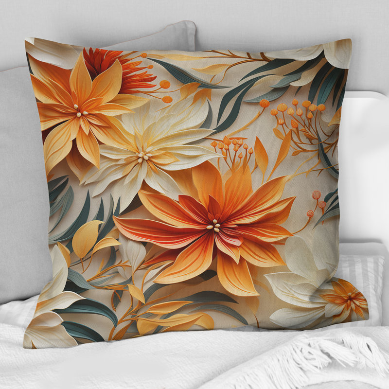 Tropical Paradise Botanical Paradise - Coussin décoratif Abstrait corail multicolore - Coussin, H 18 po x l 18 po
