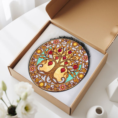 Tree Of Life Stained Glass Window Panel，7.8H