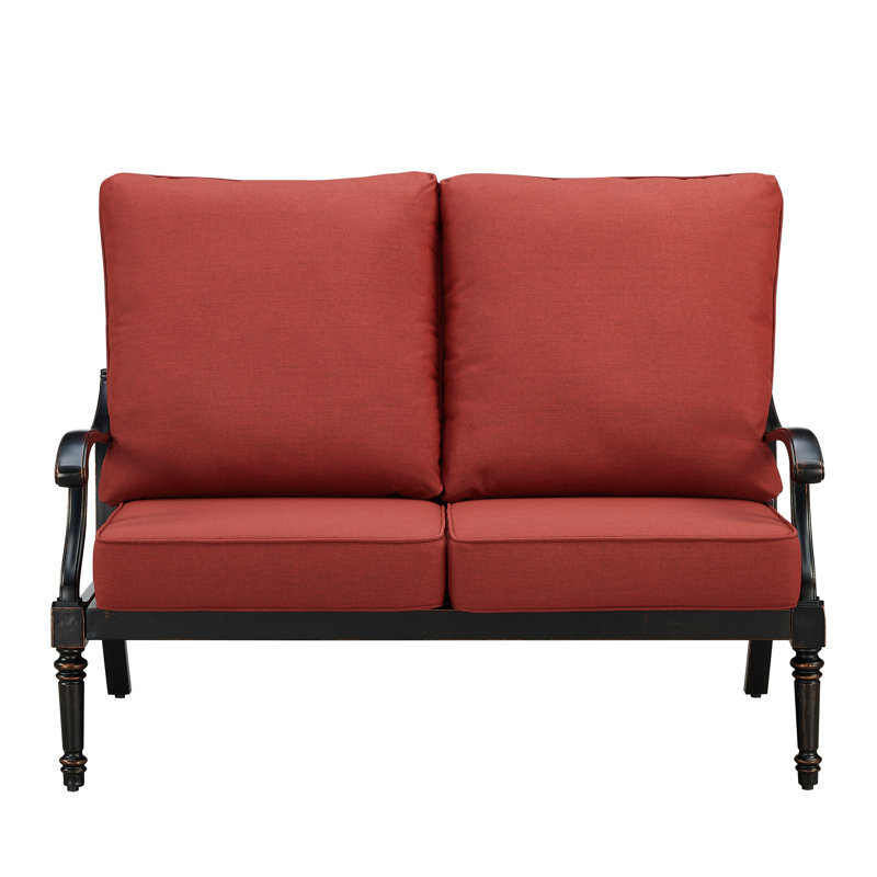 53.1'' Wide Straight Aluminum Loveseat with Cushions, Red