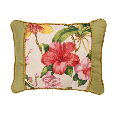 Kahlee Traditional Cotton Floral Breakfast Pillow with Accent Bands