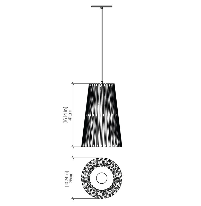 Luminaire suspendu Living, Louro Freijo, H 15,99 po x l 10,14 po x P 10,14 po