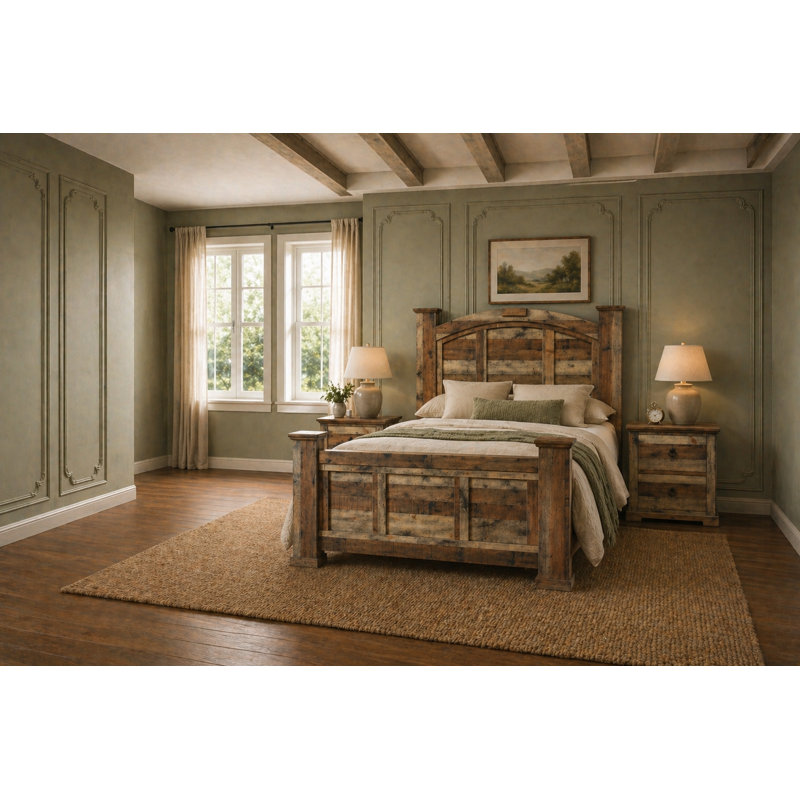 Ensemble de chambre à coucher Rustic, 3 pièces, Grand lit