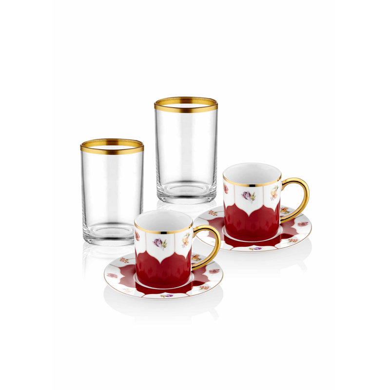 Ensemble de tasses à café Shifflett, Rouge/doré, 4
