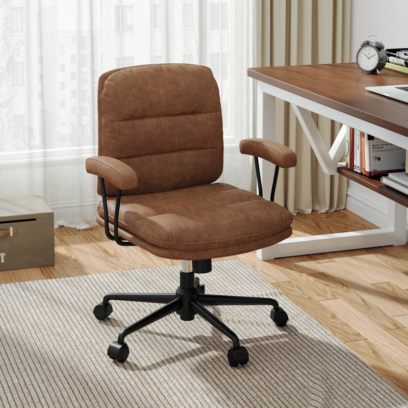 Chaise de travail en mélange de polyester Remaya, Brun